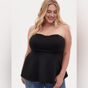 NWOT Torrid Women’s Black Scuba Sweetheart Strapless Peplum Top 4X